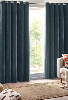 Heavy Chenille Eyelet, Marine - Ready Made Curtains